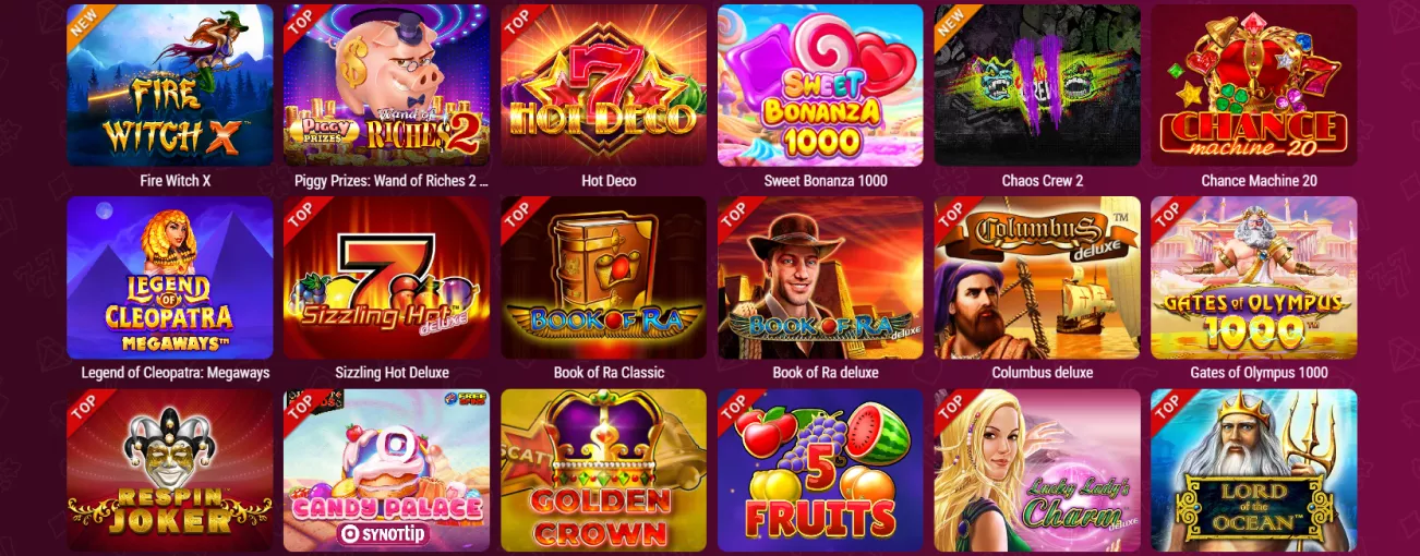 Plašs kazino spēļu klāsts visām gaumēm Synottip vietnē